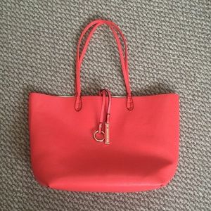 Large Coral Tote w/ separate pouch